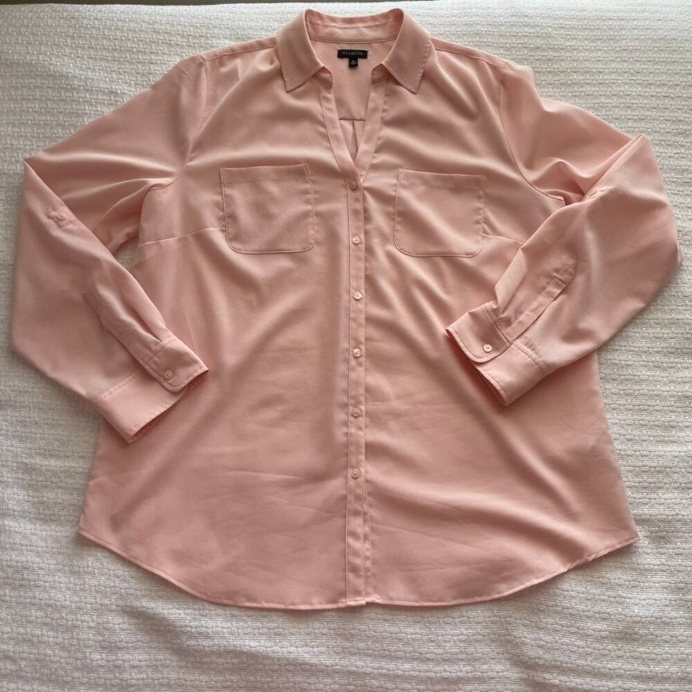 Size 16 Talbots Pink Button-Down Camp Shirt